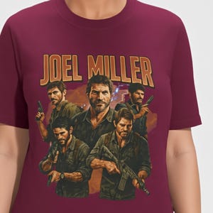 Joel Miller Shirt - Unisex Heavy Cotton Tee, Hand-Drawn Graphic T-Shirt, Retro Gamer Top, Gaming Apparel, Video Game Fan Gift, Gamer Tee