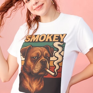 Smokey dog shirt ,Funny Pet Lover Gift, Unisex Cotton , Casual T-Shirt, Birthday Gift for Dog Lovers, Animal Lover Apparel