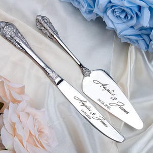 Custom Wedding Cake Serving Set Engraved Cake Cutter Wedding Cake Knife unique keepsake  wedding gift Anniversary Keepsake