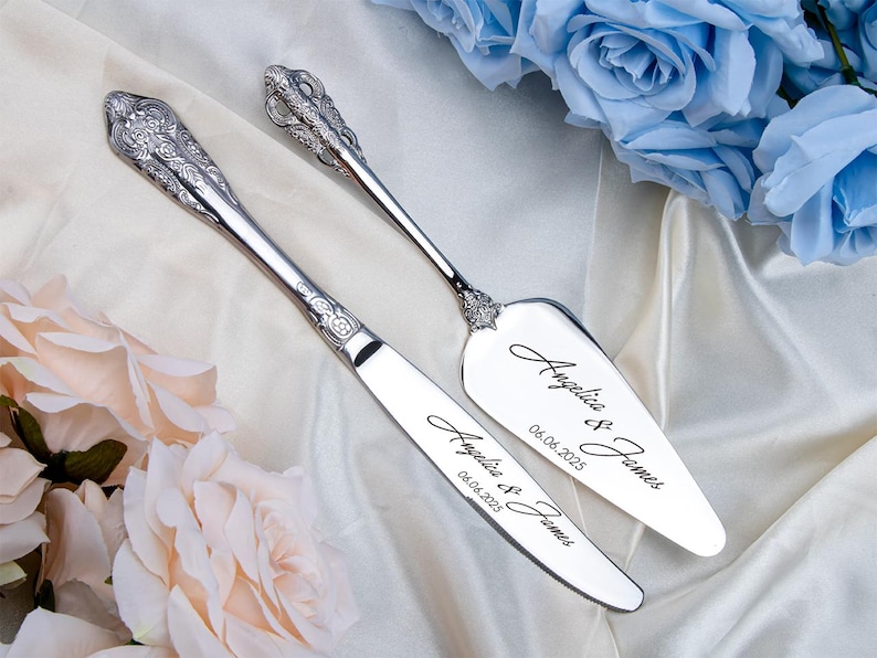 Custom Wedding Cake Serving Set Engraved Cake Cutter Wedding Cake Knife unique keepsake wedding gift Anniversary Keepsake