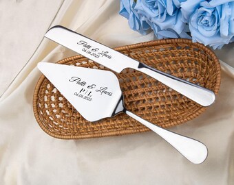 Set di tagliapasta per torta nuziale personalizzato: coltello da portata in acciaio inossidabile inciso