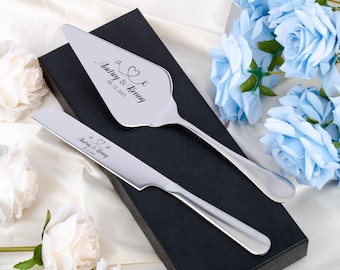 Personalized Wedding Cake Knife Set: Engraved Stainless Steel Server