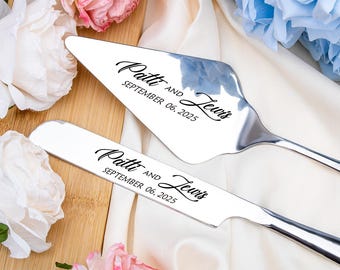 Personalized Engraved Wedding Cake Knife and Server Set: Keepsake Ceremony Gift
