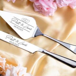 Custom Wedding Cake Serving Set Engraved Cake Cutter Cutting Set, Wedding Keepsake Ceremony Gift, Wedding Gift For Couples