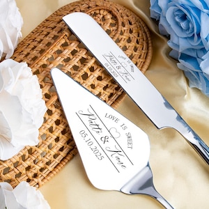 Customized Wedding Cake Knife Set Personalized Gift, Custom Cake Knife Set, for Daughter, Bride & Groom, Bridal Pastry Keepsake