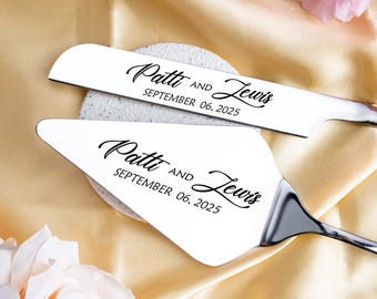 Custom Wedding Cake Serving Set Engraved Cake Cutter Cutting Set, Wedding Keepsake Ceremony Gift, Wedding Gift For Couples