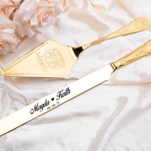 Personalized Wedding Cake Cutting Set: Engraved Stainless Steel Bridal Server