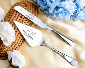 Custom Engraved Wedding Cake Cutting Set: Stainless Steel Bridal Pastry Server