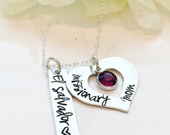 Hand Stamped Missionary Mom Necklace-Personalized Missionary Mom Necklace-LDS Missionary Necklace