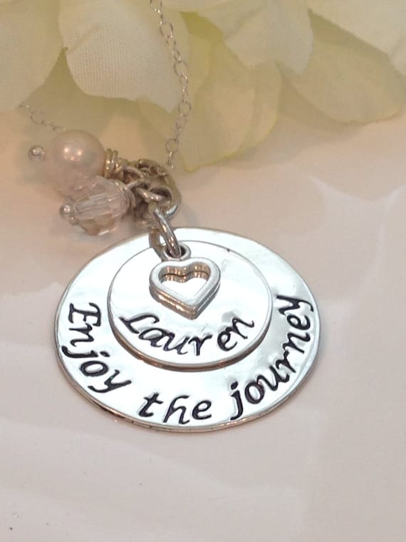 Enjoy the Journey Hand Stamped Necklace With Compass Etsy