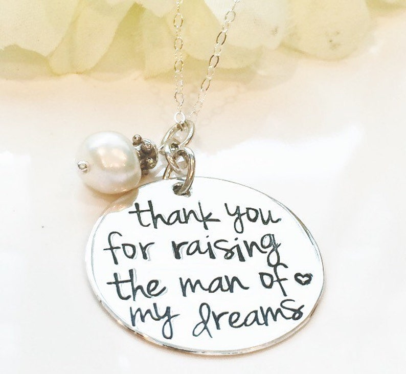 Hand Stamped Necklace-thank you for raising the man of my | Etsy