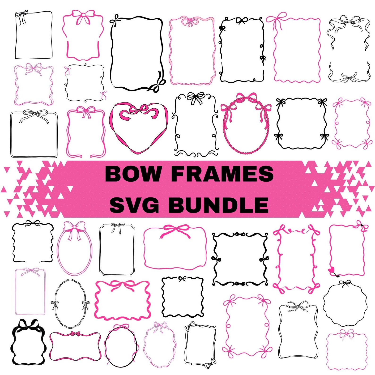 Bow Frames SVG Bundle: Pink Ribbon Clipart (digital Download) - Etsy