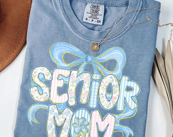 Coquette Senior Mom Shirt, Grandmillennial Senior Mom Tshirt, Senior Mama Shirt, Preppy Bow Senior Mom Tee, Class Of 2026 Graduation Shirt
