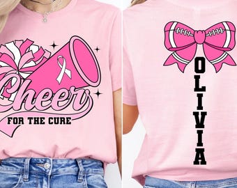 Comfort Colors Cheer for the Cure Shirt, Breast Cancer Cheerleader Football Shirt, Game Day Touchdown Shirt, Pink Out Tackle Cancer Shirt