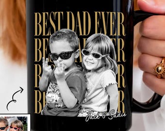 Custom Vintage Retro Photo Dad Mug, Father's Day Mug, Father's Day Gift from Kids, Childhood Photo Mug, Gift for Husband, Dad Coffee Mug