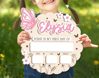 Custom First Day of School Sign for Girls, 1st Day of Kindergarten Preschool Sign, Floral Back to School Sign, First and Last Day Sign