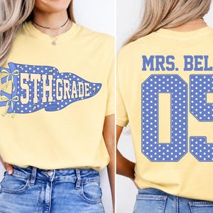 Custom Polka Dots 5th Grade Teacher Shirt, Fifth Grade Teacher Team Shirt, Pennant Teacher Team Shirt, Custom Grad & Name, Back To School