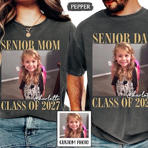 Custom Photo Senior Mom Shirt, Class Of 2027 Shirt, Class of 2027 Family Shirts, Senior Mom Graduation Shirt, Senior Dad, Proud Family image 1
