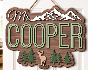 Personalized Male Teacher Door Sign, Custom 3D Woodland Teacher Door Hanger, Welcome Classroom Sign, Teacher Appreciation Gift