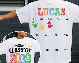 First Day of School Handprint Shirt: Class of 2038 2029, Grow With Me Tee