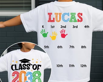 Class Of 2038 Handprint Shirt, 2039 Graduation Shirt, First Day of School Shirt, Grow With Me Shirt, First Day of Kindergarten, Photo Day