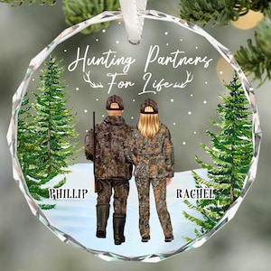 Personalized Hunting Partner Ornament: Couple Christmas Gift for Hunters, Hunting Family Keepsake for Husband and Wife