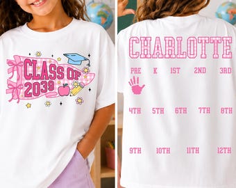 Comfort Colors 1st Day of Kindergarten Shirt, Class of 2038/2039 Handprint Shirt, Grow with Me Keepsake Shirt, Back To School Shirt