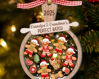 Grandparent Ornament 2025, Personalized Gingerbread Christmas Shaker 4D Ornament, Cookies Grandma Ornament, Grandma's Perfect Batch