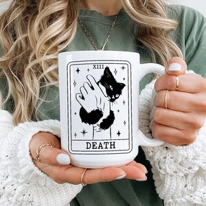 Halloween Coffee Mug, Tarot Card Black Cat Mug, Black Cat Lover Gifts, Tarot Card Death Mug, Funny Halloween Mug, Spooky Season Mug image 7