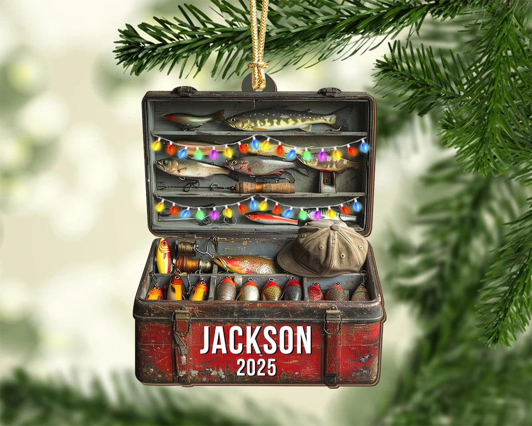Custom Fishing Tackle Box 2D Acrylic Ornament: Christmas Gift for Dad ...