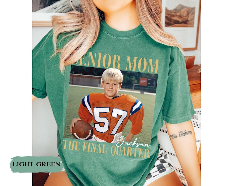 Custom Senior Football Mom Shirt, Custom Vintage Photo Football Mom Shirt, Senior Mom 2026 Shirt, The Final Quarter, Class Of 2026, Game Day image 10