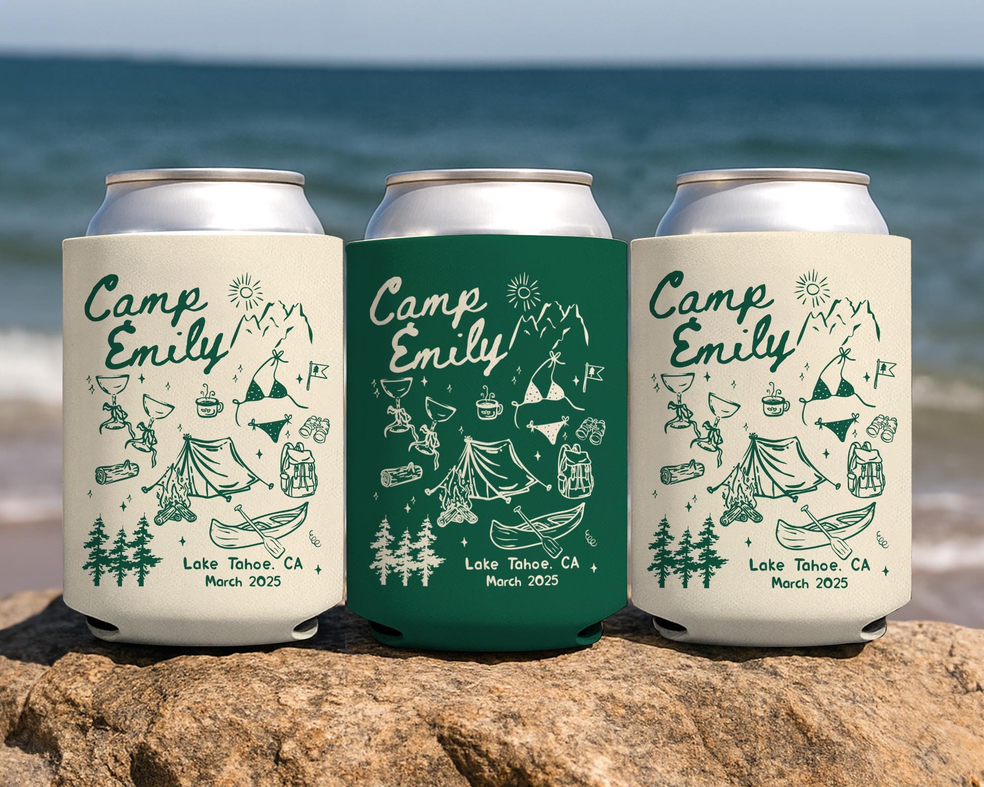 Personalized Camping Bachelorette Party Decor, Custom Camp Bachelorette Can Cooler, Camp Bach Club, Bridal Shower Favors For Bridesmaid