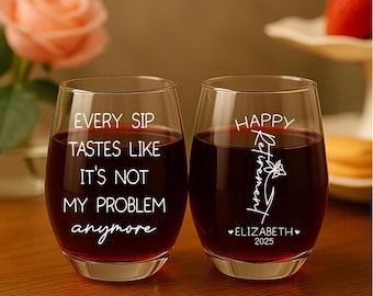 Funny Retirement Gift for Women, Every Sip Tastes Like Its Not My Problem Anymore Wine Glass, Retirement Gift 2025 Whiskey Glass, Beer Glass
