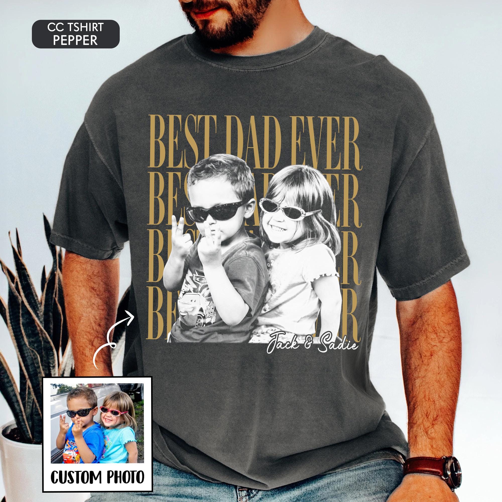 Custom Dad Vintage Photo Shirt: Personalized Fathers Day Shirt With Kids Photo, Funny Dad Shirt, Best Dad Ever Shirt, Dad Christmas Gift