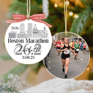 Custom Photo And Destination Marathon Ornament, Cross Country Marathon Ornament, Christmas Gifts for Runners, 2025 Ornament Marathon Race image 6