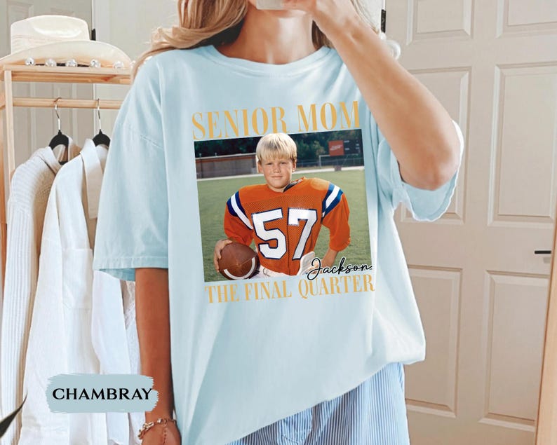 Custom Senior Football Mom Shirt, Custom Vintage Photo Football Mom Shirt, Senior Mom 2026 Shirt, The Final Quarter, Class Of 2026, Game Day image 17
