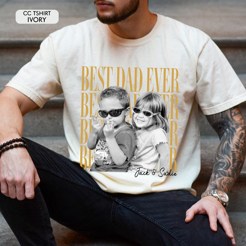 Custom Dad Vintage Photo Shirt: Personalized Fathers Day Shirt With Kids Photo, Funny Dad Shirt, Best Dad Ever Shirt, New Dad Gift image 12