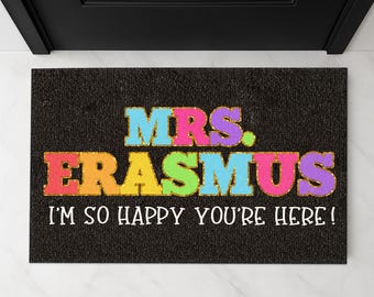 Custom Teacher Doormat, Personalized Classroom Decor, Doormat for Teacher Name Welcome Mat,Teacher Appreciation Gift Back to School Decor