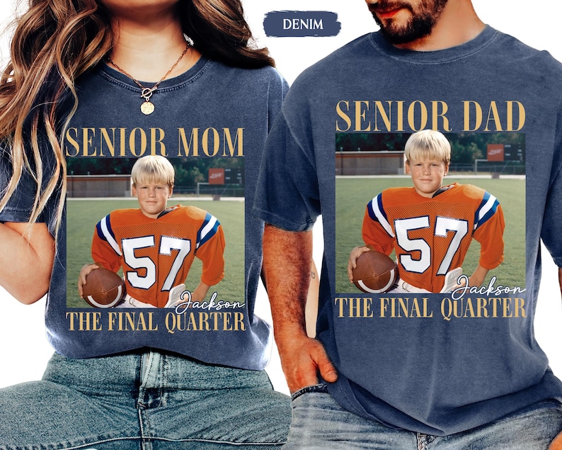 Custom Senior Football Mom Shirt, Custom Vintage Photo Football Mom Shirt, Senior Mom 2026 Shirt, The Final Quarter, Class Of 2026, Game Day image 5