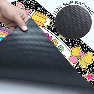 Felpudo personalizado con nombre para profesor/a, tapete para cuaderno de composición, alfombra moderna para profesor/a, decoración para el aula, regalo personalizado para profesor/a para mujer imagen 4