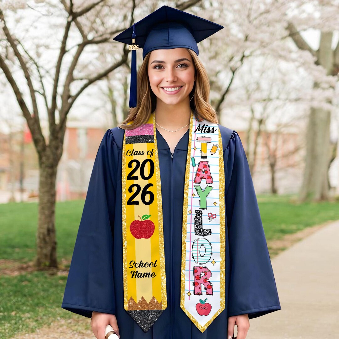 Custom Teacher Graduation Stole: Class of 2026 Graduation Sash for ...