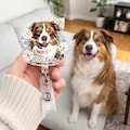 Custom Dog Watercolor Portrait Badge Reel for Mothers Day: Dog Mom Work ID Holder, Dog Photo Memorial Gift, Nurse Gift