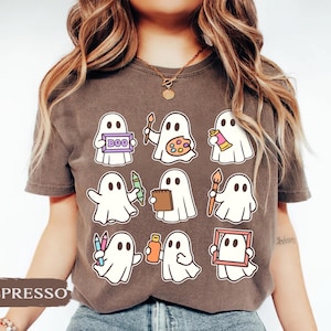 Comfort Colors Halloween Art Teacher Shirt, Cute Teacher Ghost Shirt, Spooky Art Teacher Halloween Shirt, Halloween Gifts for Artist immagine 8