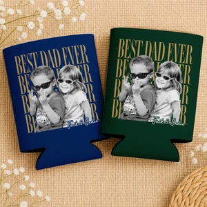 Enfriador de latas personalizado con foto "El mejor papá del mundo", regalo para el Día del Padre, regalo para el esposo, regalo para papá de parte de los niños. imagen 6