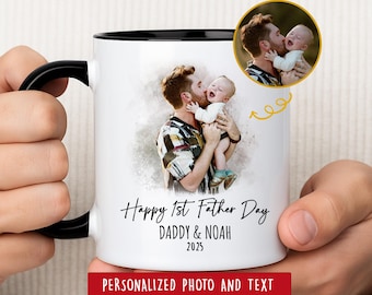 Personalized Photo Mug, First Time Dad Father's Day Gift, New Daddy Mug Gift for Husband, Promoted to Grandpa, Best Dad Ever Mug