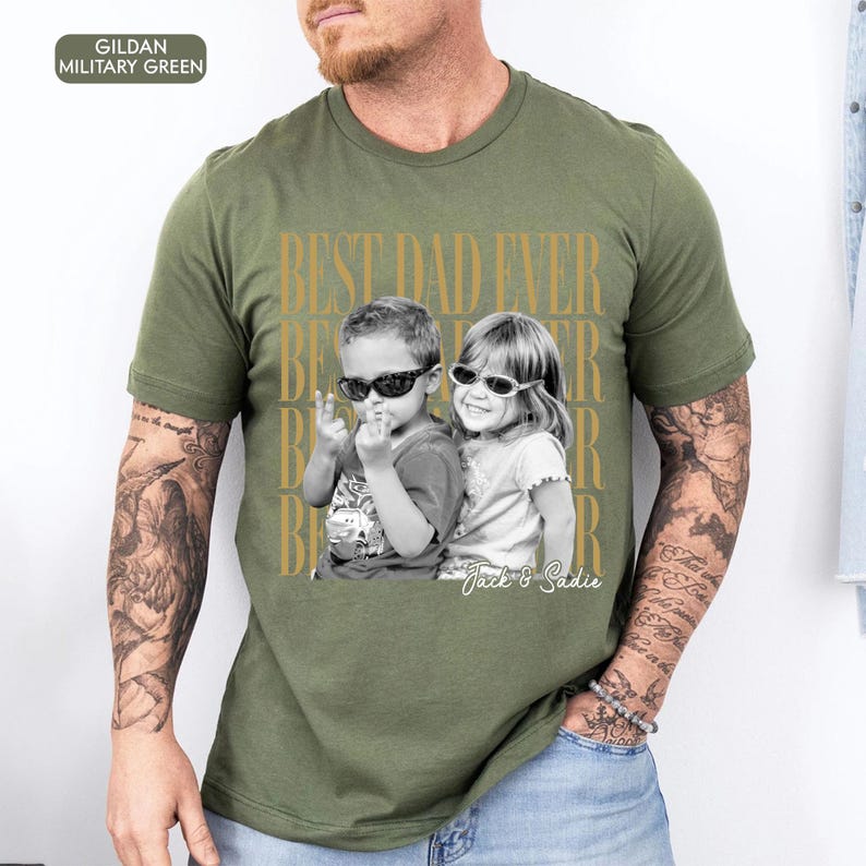 Custom Dad Vintage Photo Shirt: Personalized Fathers Day Shirt With Kids Photo, Funny Dad Shirt, Best Dad Ever Shirt, New Dad Gift image 19