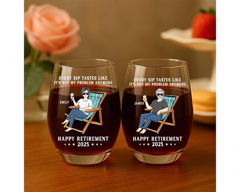 Retirement Glass Personalized Retirement Gift for Men Women, Retired Coworker Gift ...