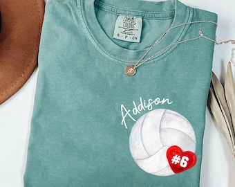 Camiseta de voleibol personalizada con nombre y número: Camiseta para mamá de jugadora de voleibol, regalo para deportista, camiseta para el día del partido, camiseta a juego para el equipo de voleibol.