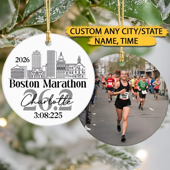 Custom Photo And Destination Marathon Ornament, Cross Country Marathon Ornament, Christmas Gifts for Runners, 2025 Ornament Marathon Race