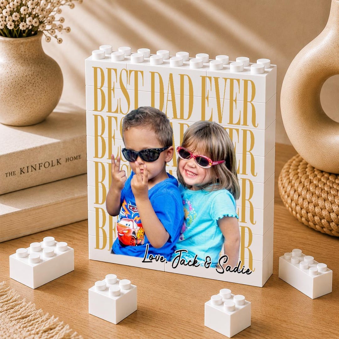 Father's Day Photo Building Block, Custom Dad Photo Building Bricks ...